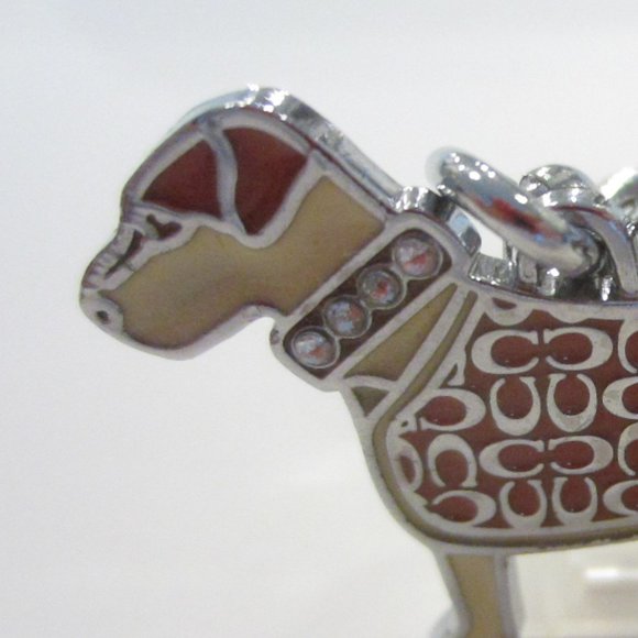Coach Dog Key Ring Designed White Crystals Collar - Picture 9 of 13